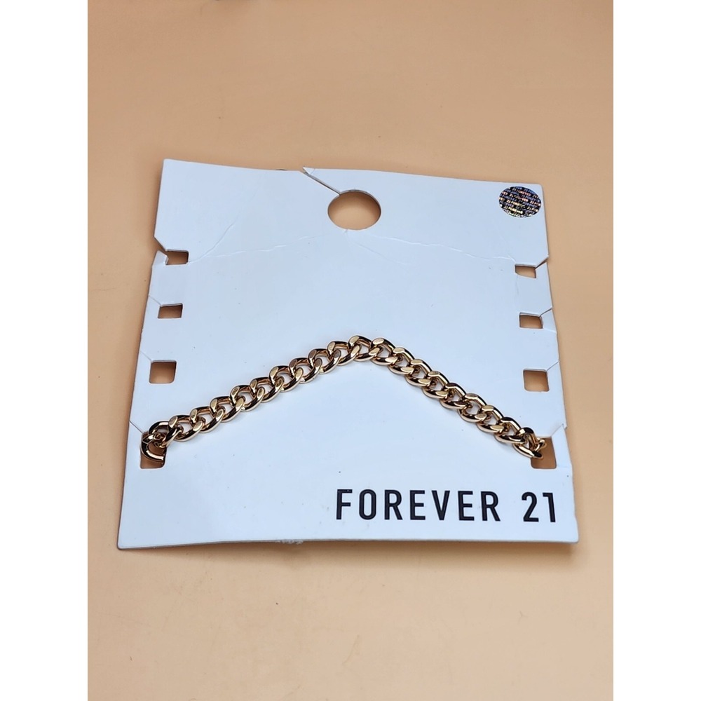 New FOREVER 21 Heavy‎ Curb Chain Gold Tone Bracelet Adjustable FREE $HIPPING!!!